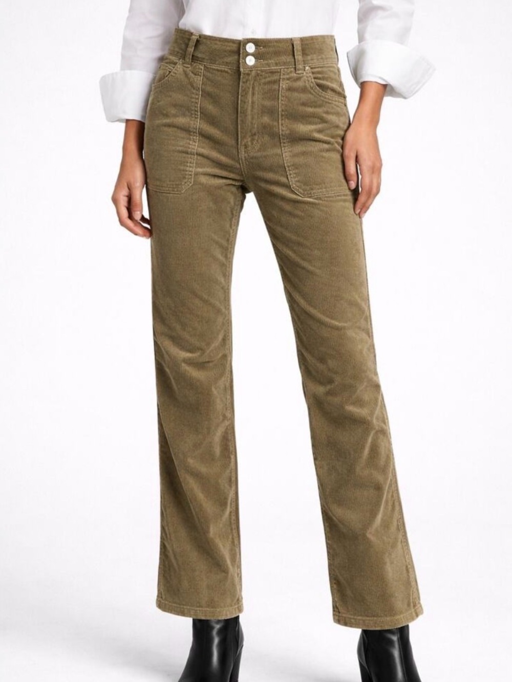 Pilcro x Anthropologie The Wanderer Corduroy Pants Moss Green 25 Slouchy Relaxed